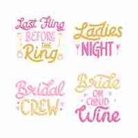 Free vector colorful lettering of bachelorette party