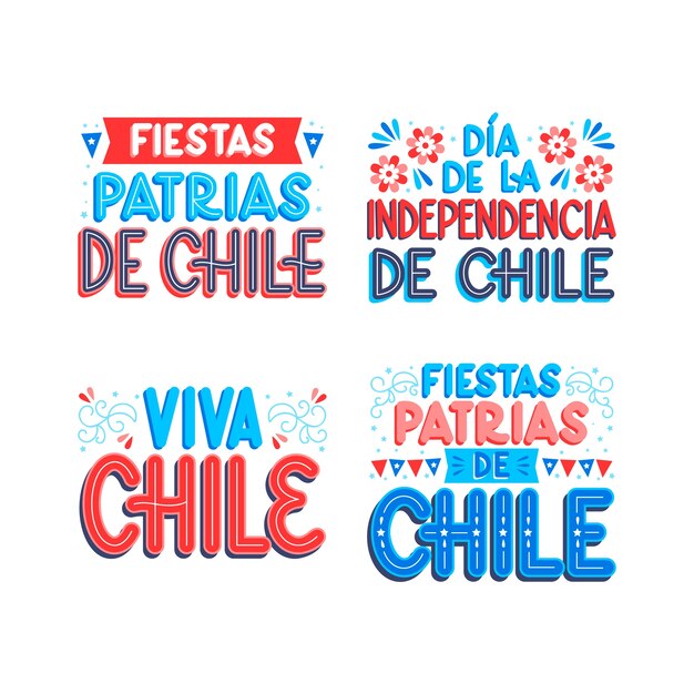 Красочные надписи чилийские праздники патриас набор