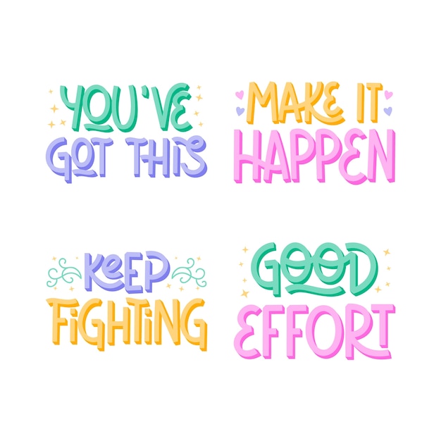 Colorful lettering encouraging phrases set