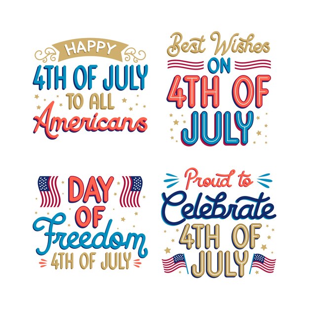 Colorful lettering fourth of july