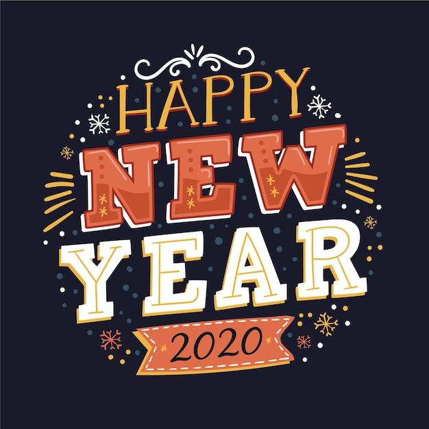 Free vector colorful lettering happy new year 2020