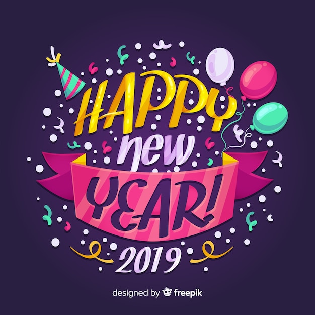 Colorful lettering new year background