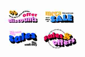 Free vector colorful lettering sale label collection