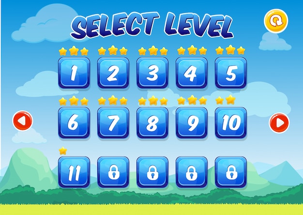 Free vector colorful level selection screen