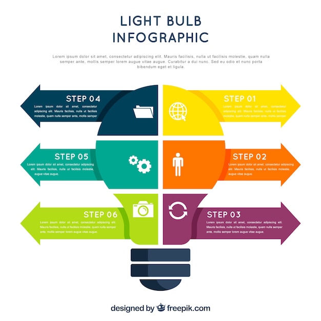 Colorful Light Bulb Infographic Vector Template