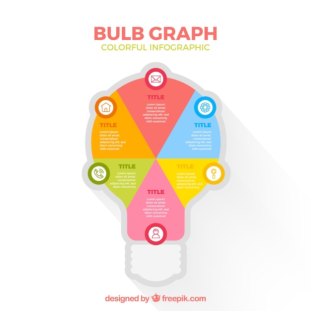 Lampadina colorata infografica in stile piano