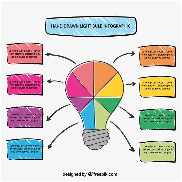 Free Vector colorful light bulb infographic