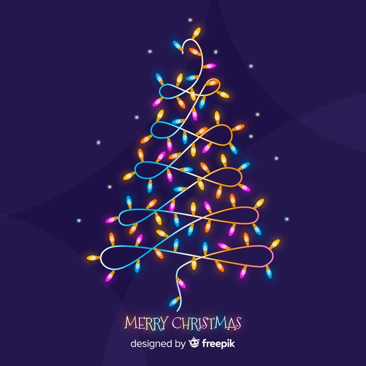 Free Vector colorful light garland christmas tree background