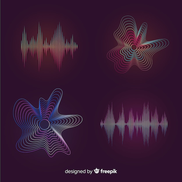 Free vector colorful light waves set