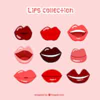 Free vector colorful lips collection with flat design