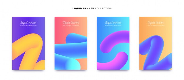 Colorful liquid banner collection with vibrant backgrounds