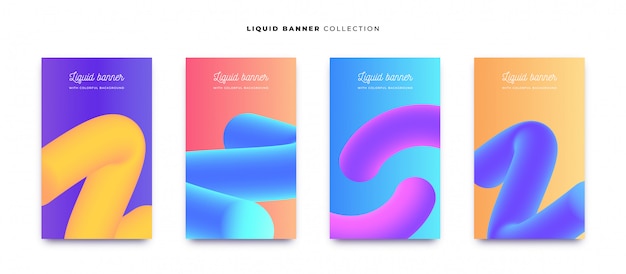 Colorful liquid banner collection with vibrant backgrounds