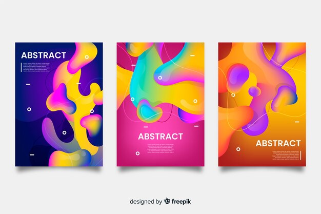 Free vector colorful liquid effect cover collection