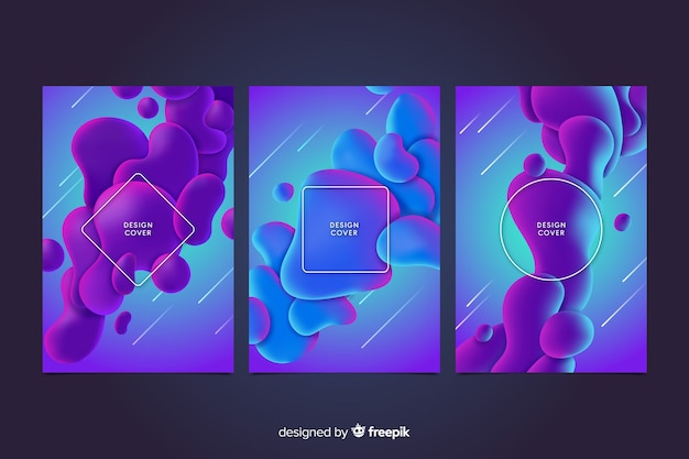 Free vector colorful liquid effect cover collection