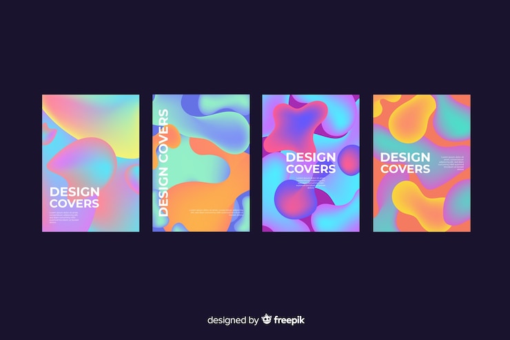 Free Vector colorful liquid effect cover collection