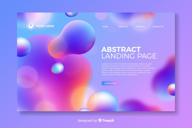 Colorful liquid landing page