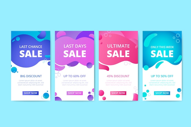 Colorful liquid sales banner collection