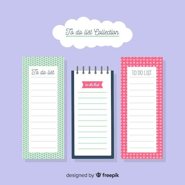 Free vector colorful to do list collection with flat design