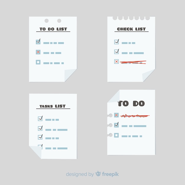 Colorful to do list collection with flat design