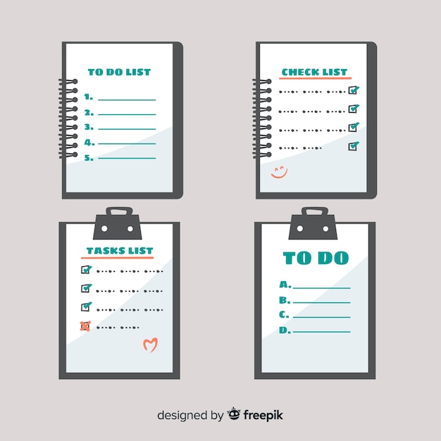 Free vector colorful to do list collection with flat design