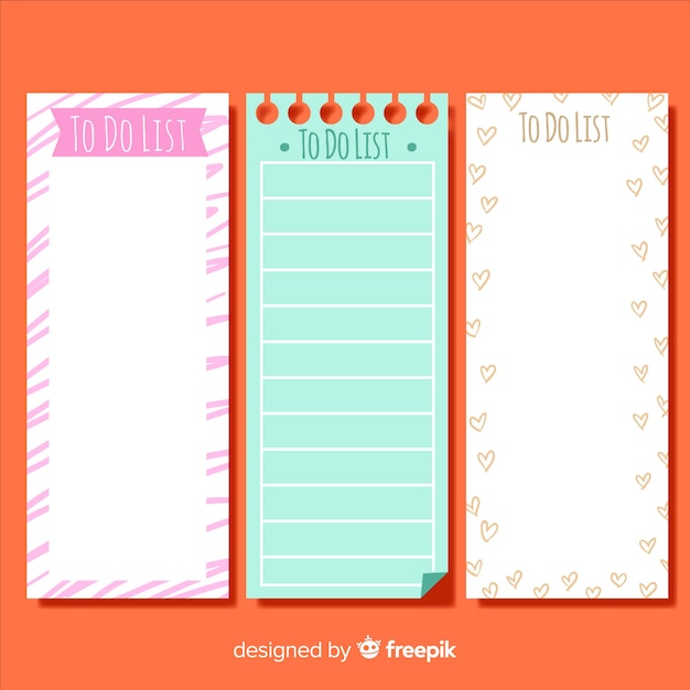 Free vector colorful to do list collection with flat design