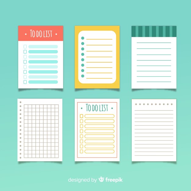 Colorful to do list collection with flat design