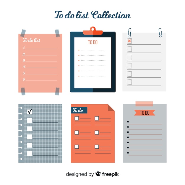 Colorful to do list collection with flat design