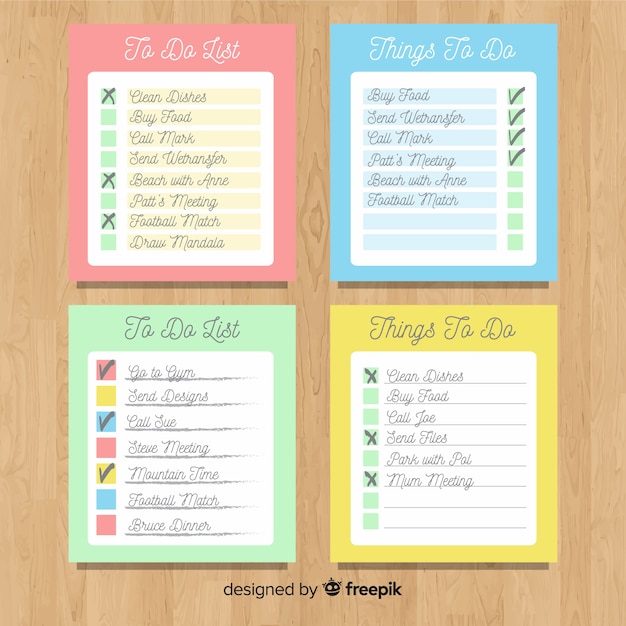 Colorful to do list collection with flat design