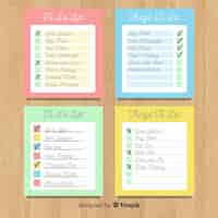 Free vector colorful to do list collection with flat design