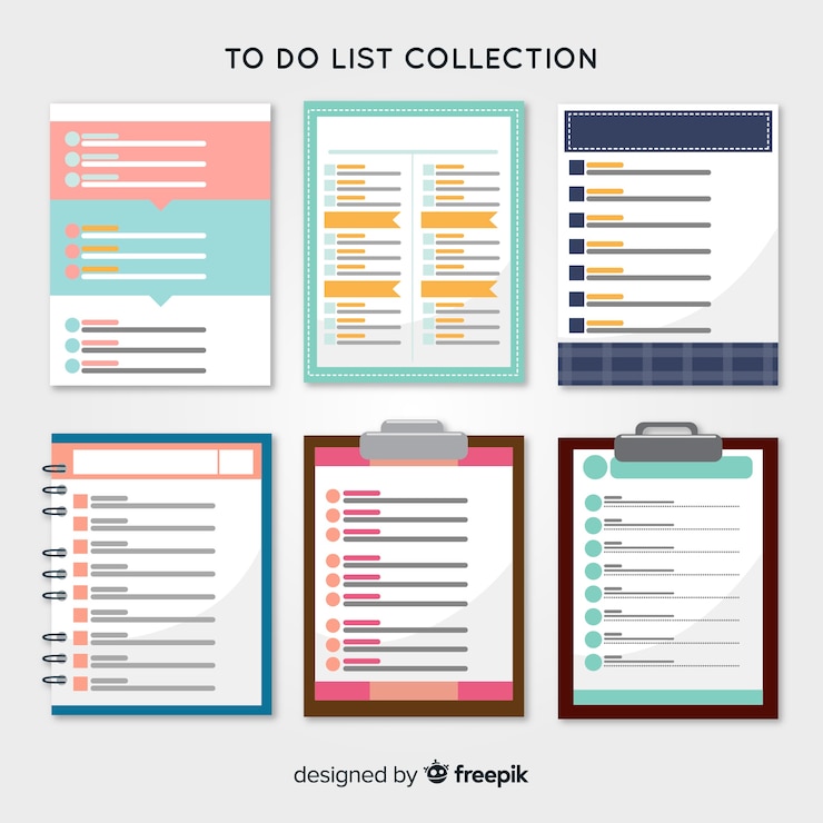 Free Vector colorful to do list collection with flat design