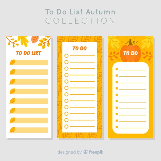 Colorful to do list collection with flat design