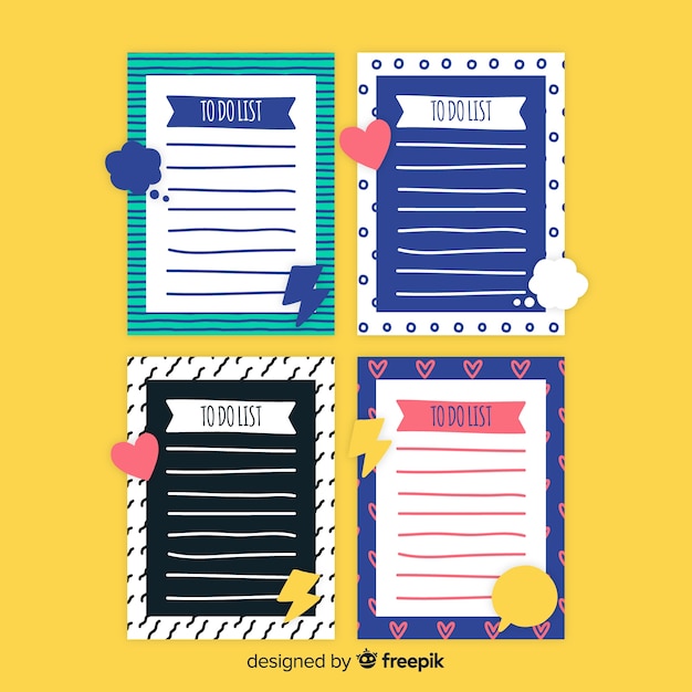 Free vector colorful to do list collection