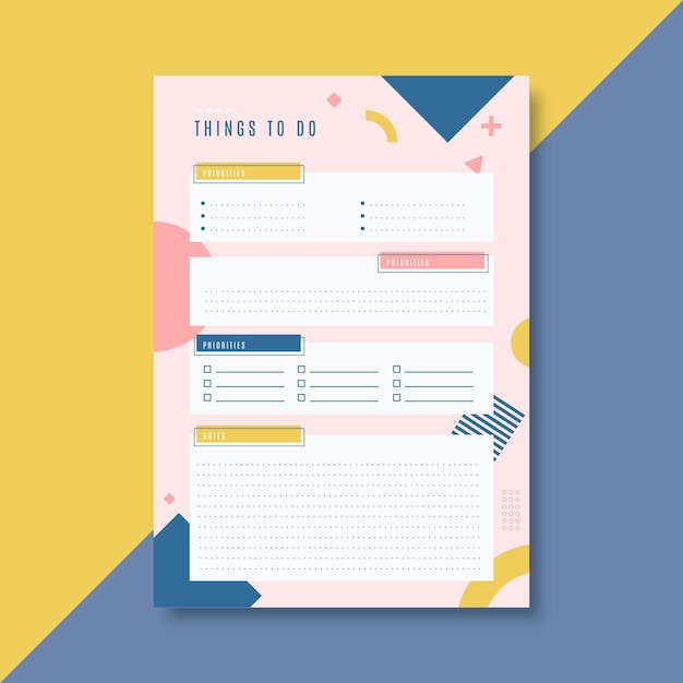 Colorful to do list template