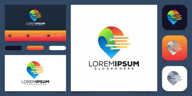 Colorful location with bussines card logo design