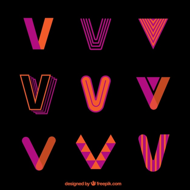 Colorful logo letter v template collection