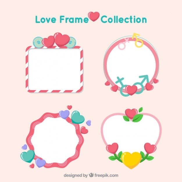 Free vector colorful love frames