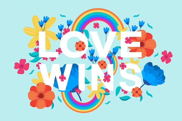 Colorful love wins lettering