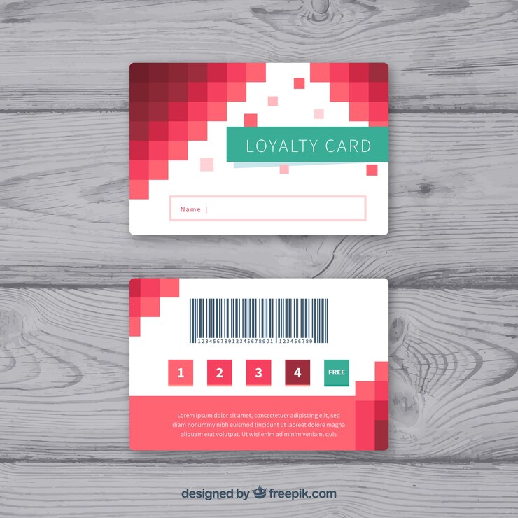 Free Vector colorful loyalty card template with flat design