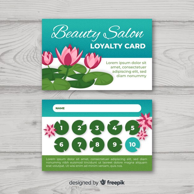 Colorful loyalty card template with floral style