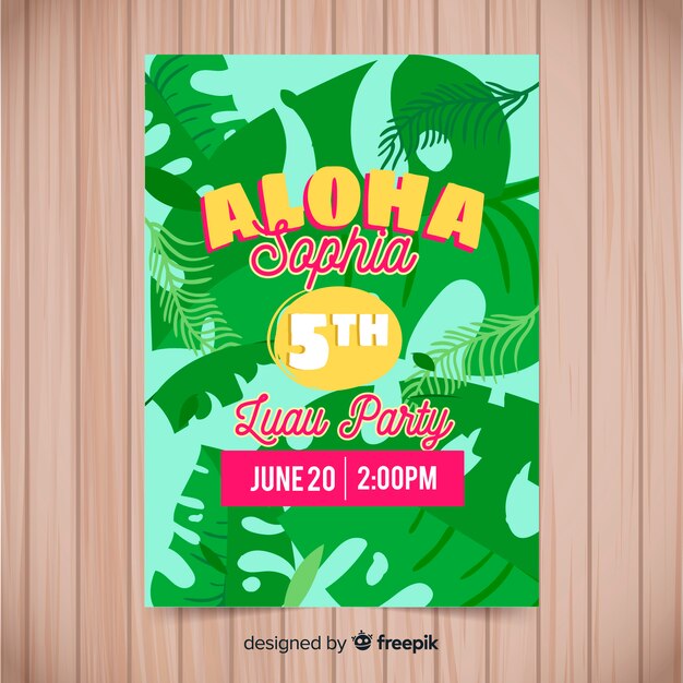 Colorful luau party flyer template