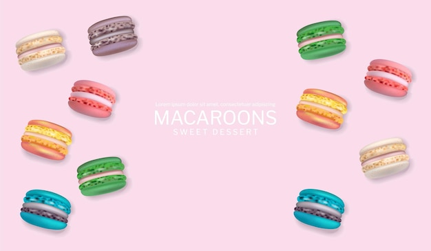 Free vector colorful macaroons poster vector realistic. 3d detailed illustrations