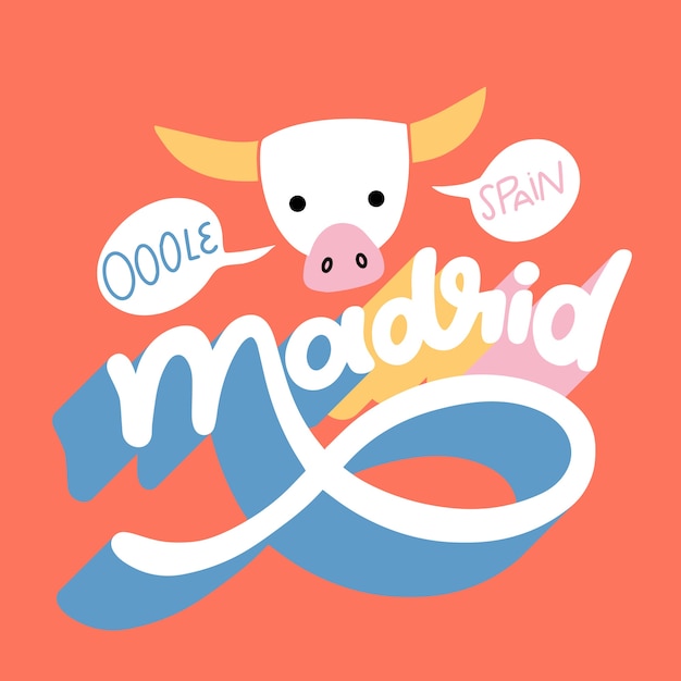 Free vector colorful madrid city lettering