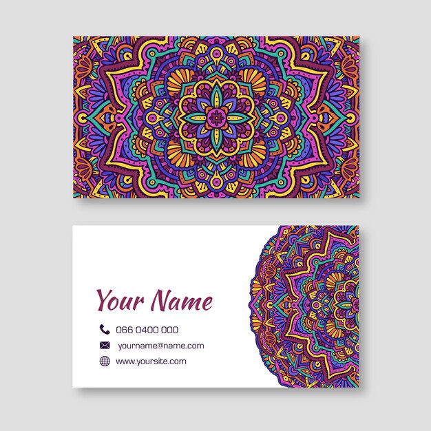 Free vector colorful mandala business card