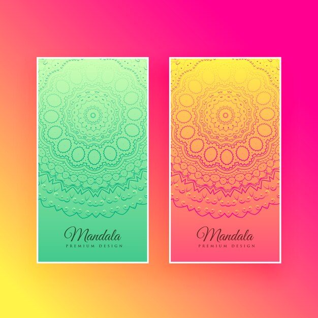 Colorful mandala design vertical cards