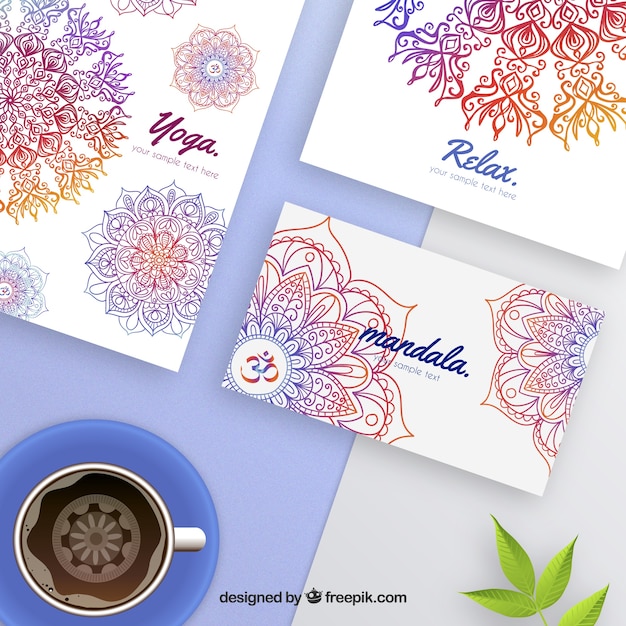 Colorful mandala stationery