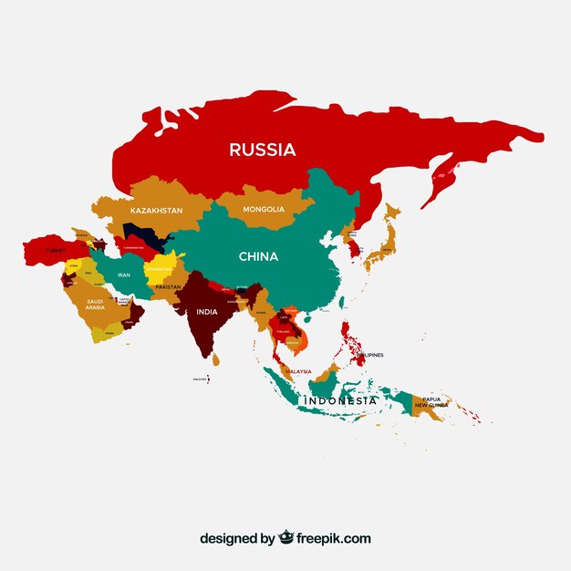 アジアのカラフルな地図
