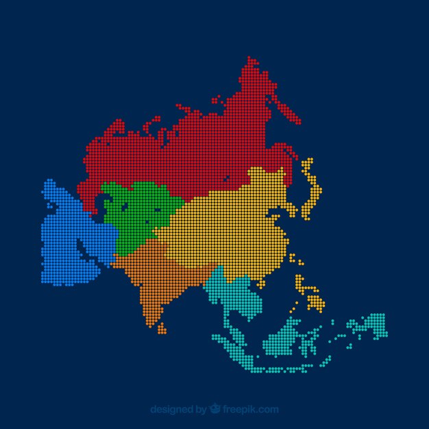 Красочная карта Азии