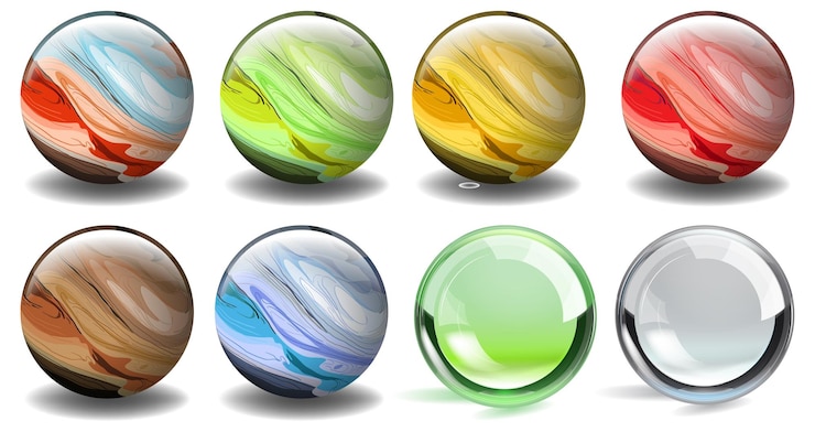 Free Vector colorful marbles with swirling patterns