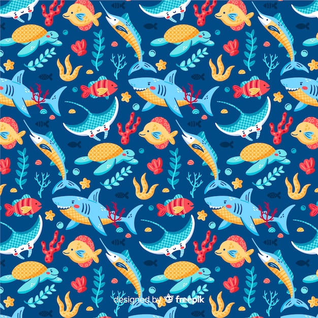 Colorful marine life pattern background