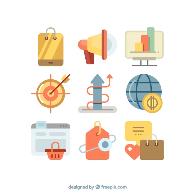 Free vector colorful marketing and business icons